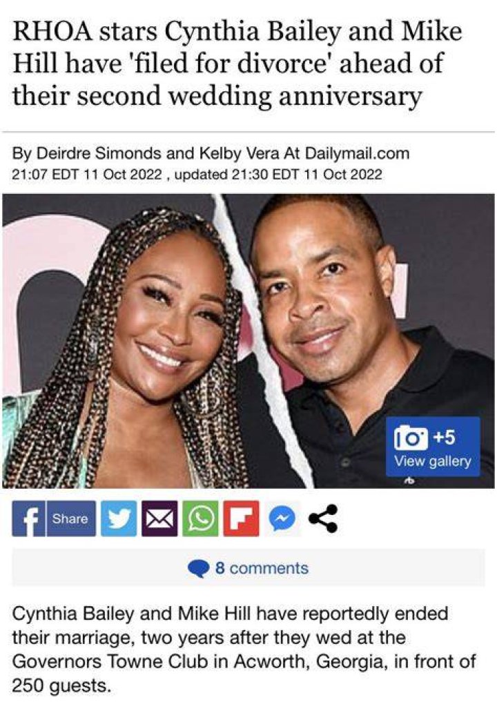 Cynthia Bailey Reposts Mike Hill’s Photo And Gets Fans Emotional