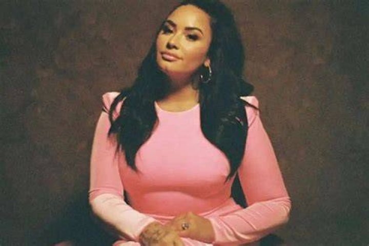 Demi Lovato Stuns In Pink Velvet Dress As She Promotes ‘Talkspace’ Online Therapy