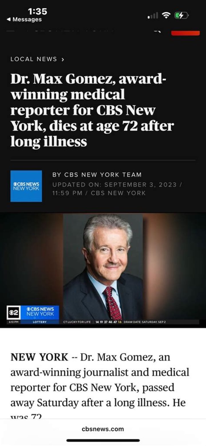 Dr. Max Gomez Age, Biography, Wife, Children: Award-Winning CBS New York Medical Reporter