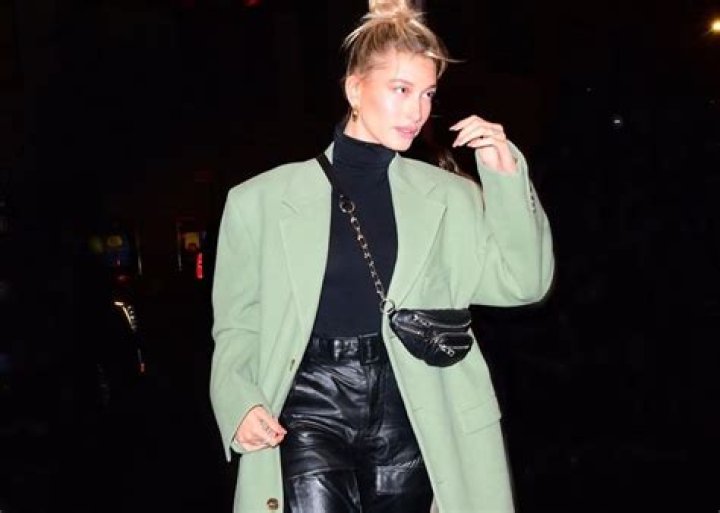 Hailey Bieber Stuns In Martine Rose Wool Coat And Alexander Wang Boots