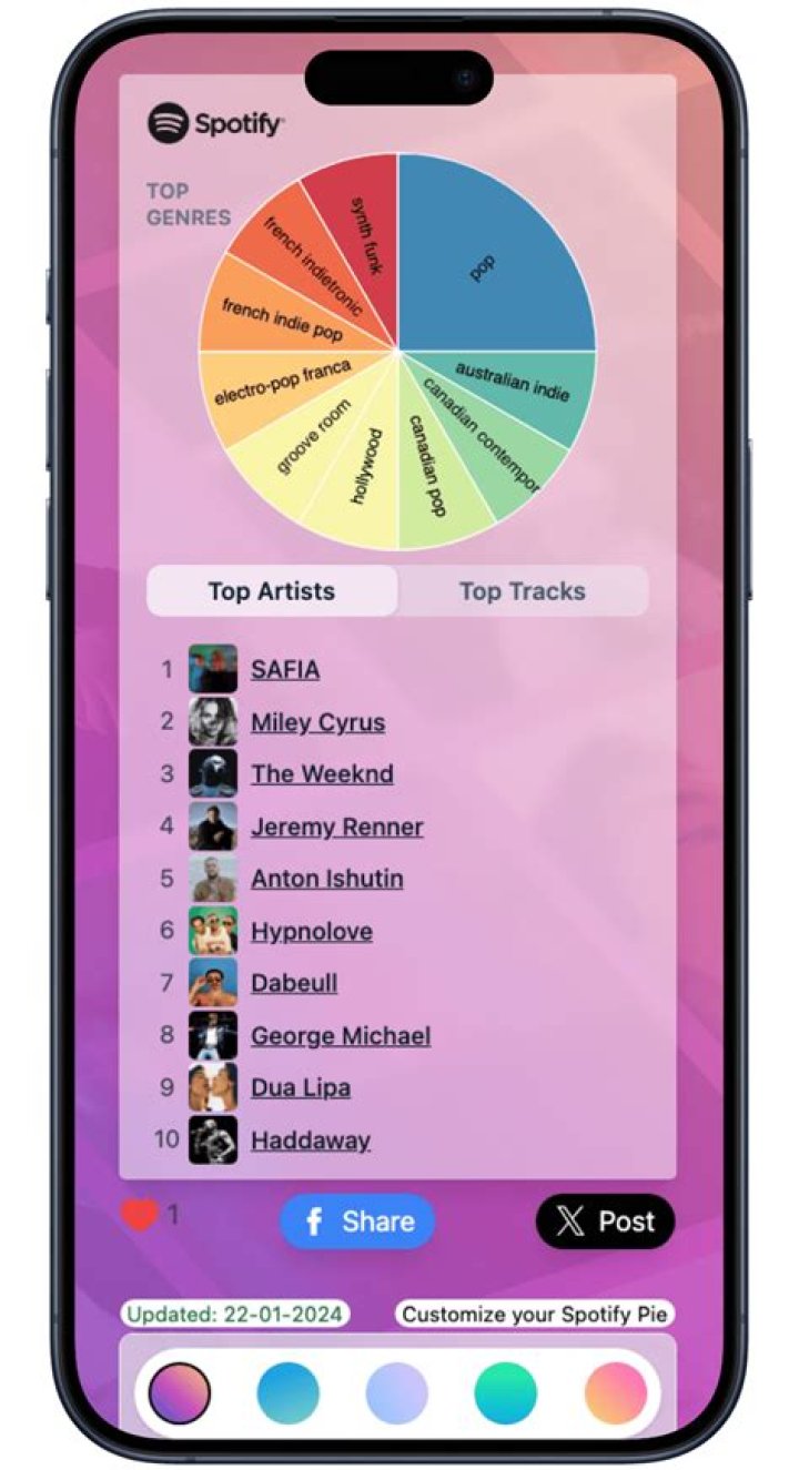 How to make your own Spotify Pie Chart