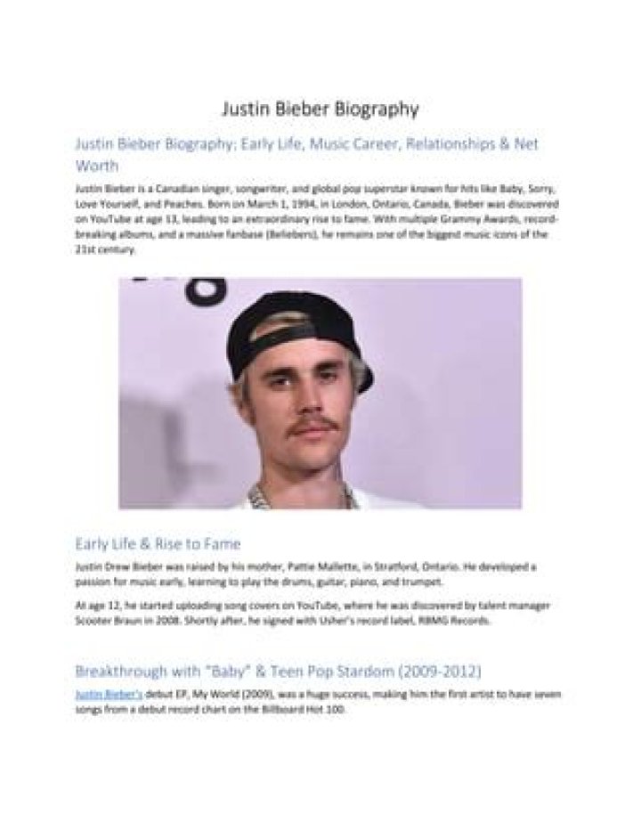 Justin Bieber Biography - Facts, Childhood, Family Life & Achievements