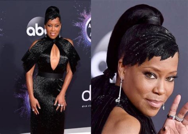 Oscar Winner Regina King Is Exquisite In Shimmery Black Ashi Studio Couture Dress At American Music Awards